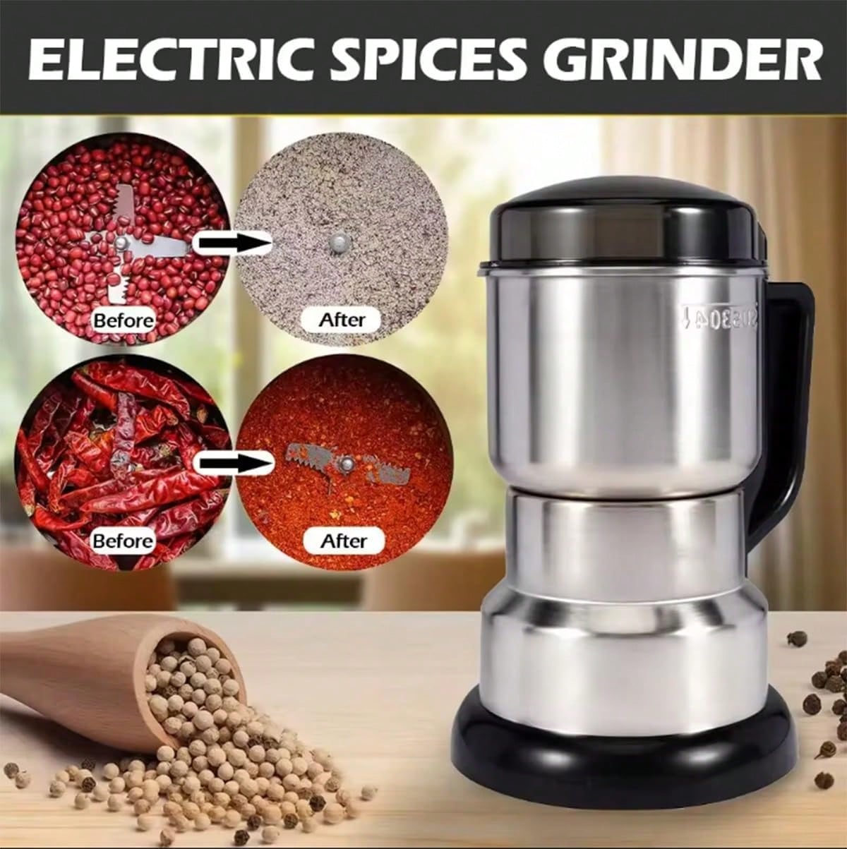Coffee Bean Grinder Electric - مطحنة قهوة، محرك قوي بقوة 300