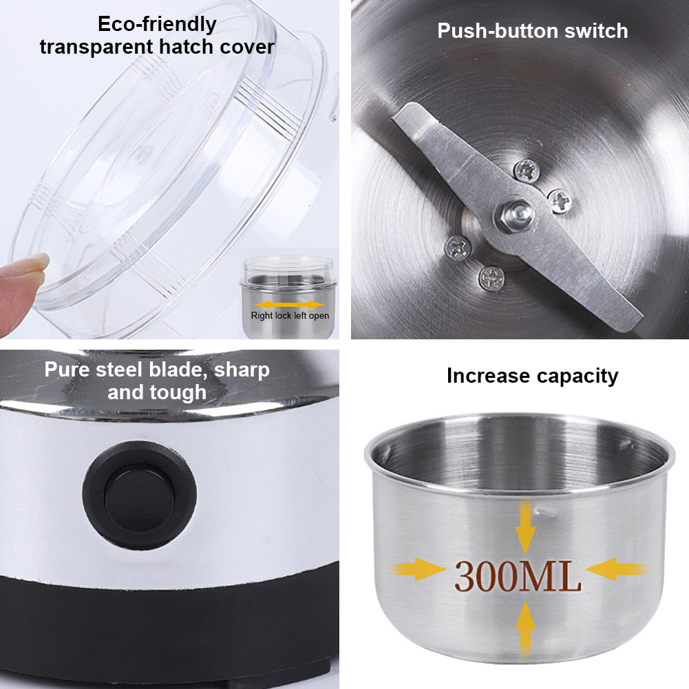 Coffee Bean Grinder Electric - مطحنة قهوة كهربائية من الفولاذ المقاوم