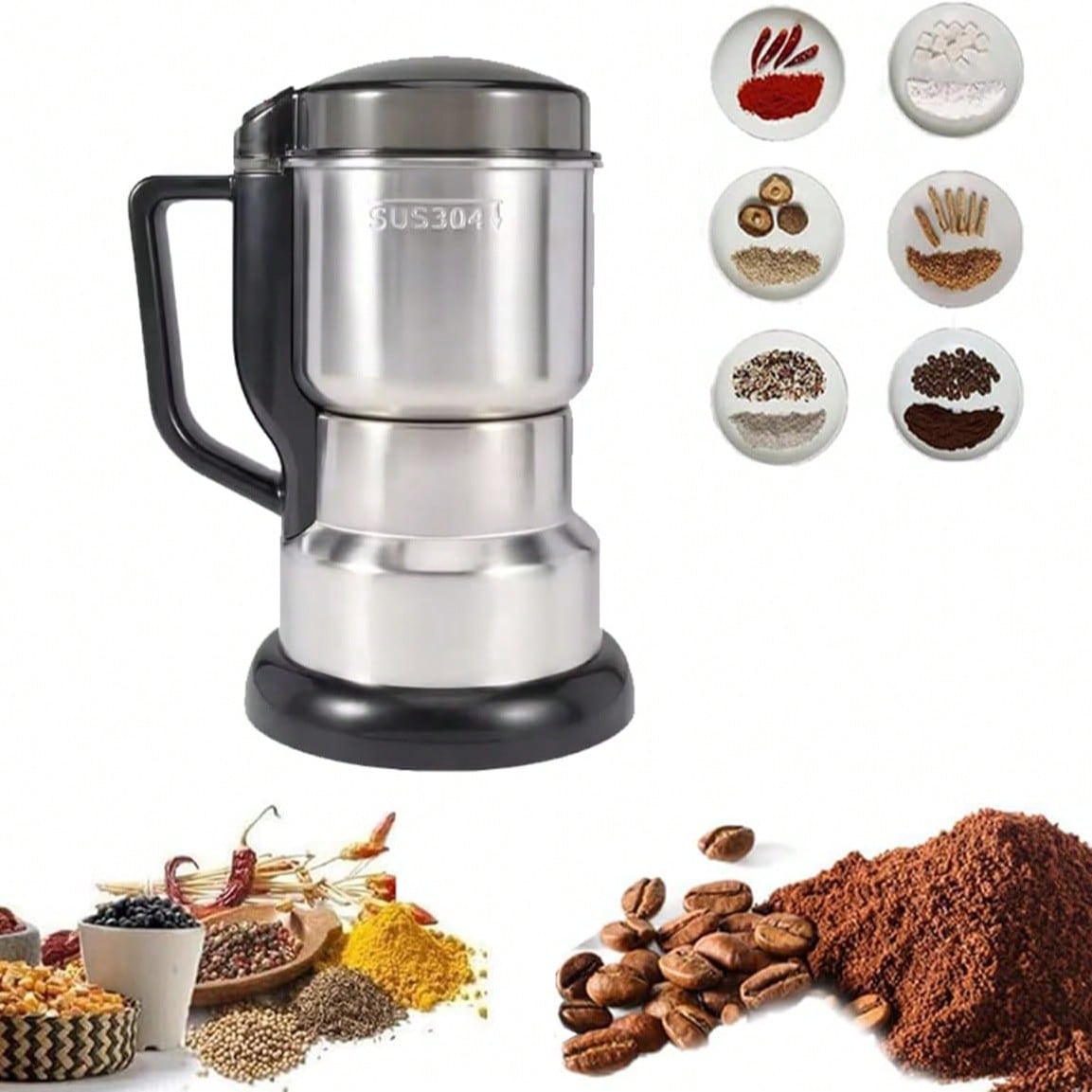 مطحنة قهوة، محرك قوي بقوة 300  - مراجعة Coffee Bean Grinder Electric وسعره